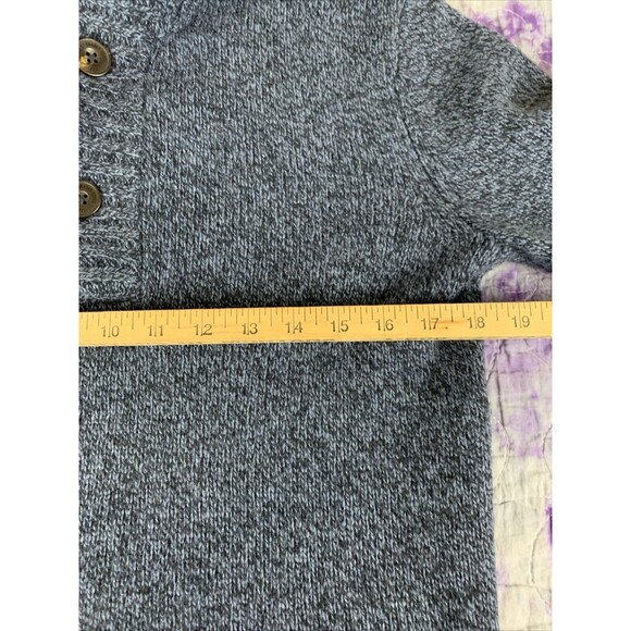 LOGG By H&M Mens Medium Pullover Sweater Knit Blue Mock Neck 1/4 Button - Picture 6 of 8